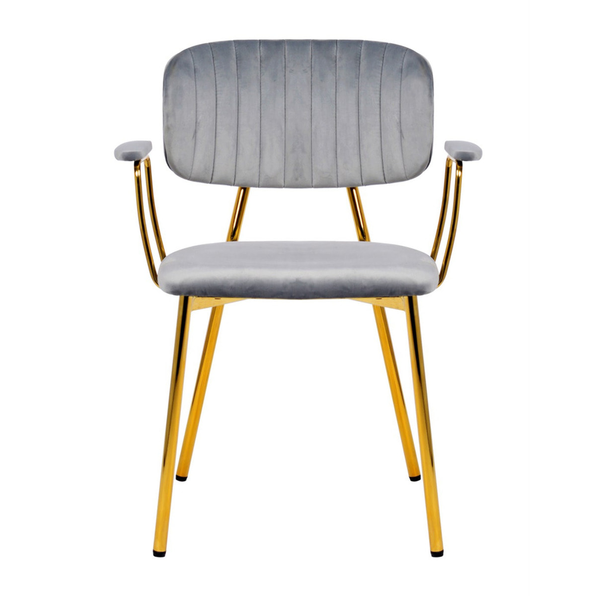 Set di 2 sedie Kian in velluto grigio e metallo dorato