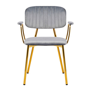 Set di 2 sedie Kian in velluto grigio e metallo dorato
