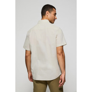 Camisa color crema polera de lino y algodón con bordado Rigby Go