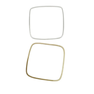 Pulseras tipo Aro Cuadradas pack oro-plata. Latón chapado