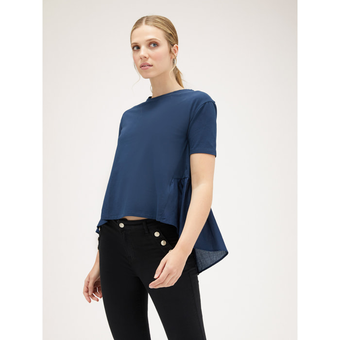 Motivi - T-shirt con balza in garza - Blu