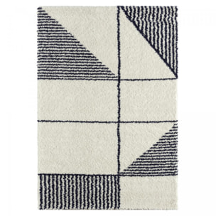 Tapis longs poils shaggy tissé motif géométrique HOBA