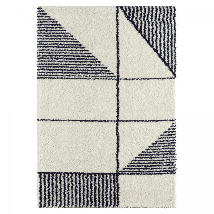 Tapis longs poils shaggy tissé motif géométrique HOBA