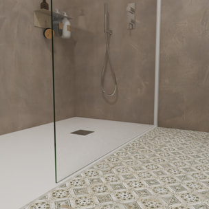 Mampara de Ducha | Panel Fijo | 110 X 195 cm | Perfil Blanco | Cristal Templado con Espesor de 8mm| Tratamiento Antical | Alday