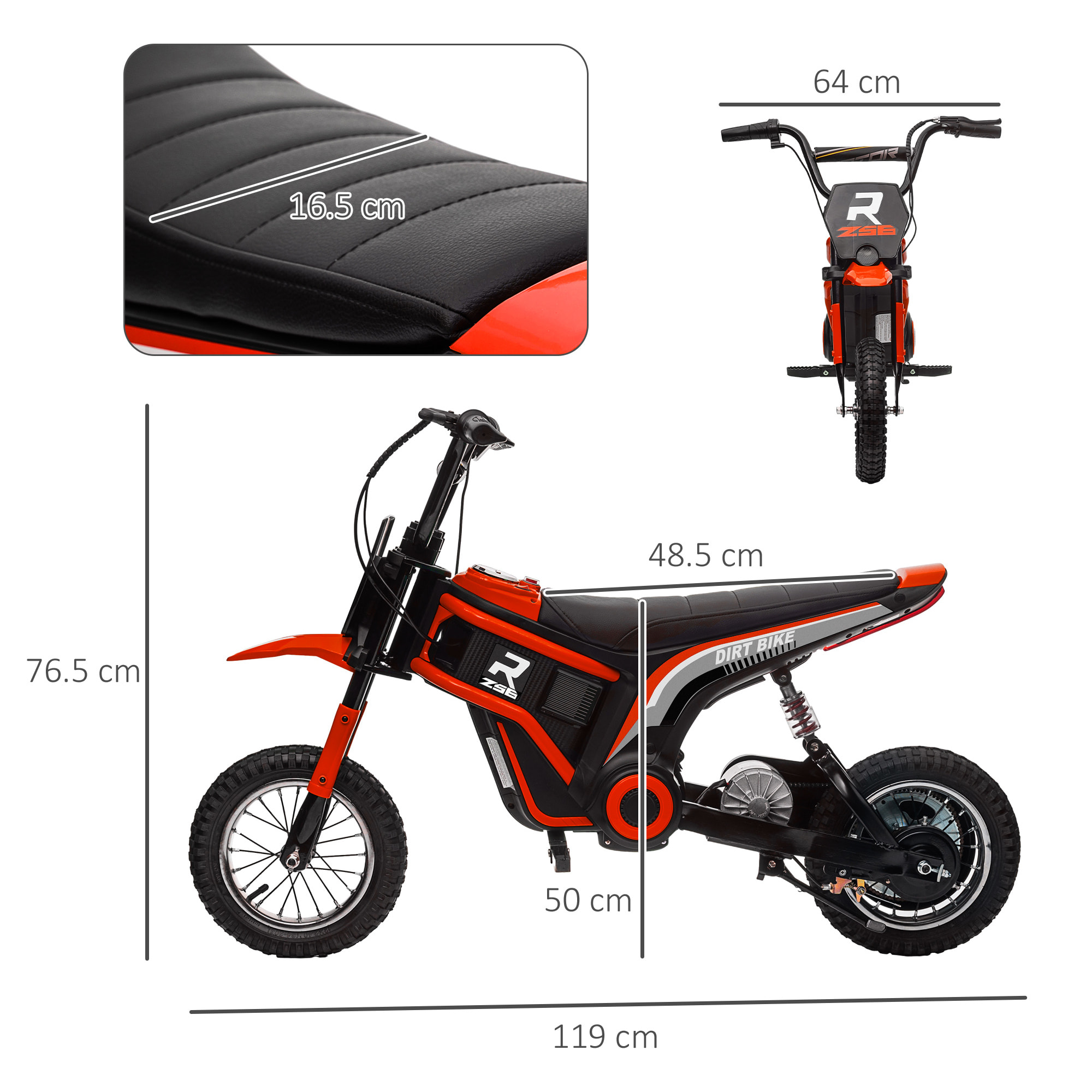 HOMCOM Moto Elettrica per Bambini con Acceleratore Manuale, 2 Velocità 8-16km/h, Età 8-12 Anni, Rosso