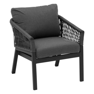 Salon de jardin "Oriengo" anthracite & graphite 5 places en aluminium traité époxy