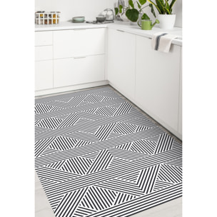 Alfombra de vinilo Zigzag Zen 66x180 cm - PVC antideslizante, vinilica para cocina o salón, lavable, estilo geométrico