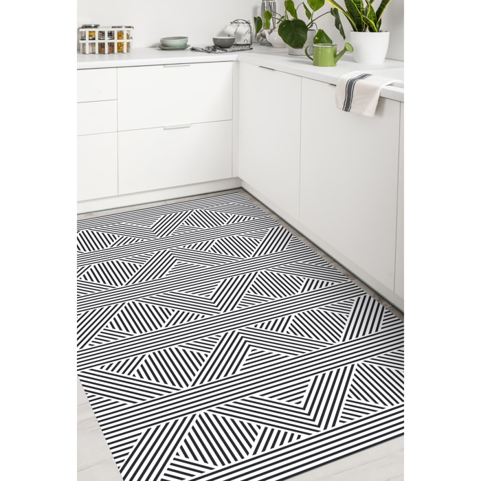Alfombra de vinilo Zigzag Zen 66x180 cm - PVC antideslizante, vinilica para cocina o salón, lavable, estilo geométrico