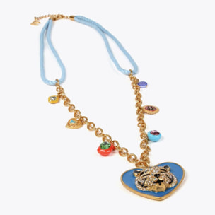 Collana lunga cuore e tigre