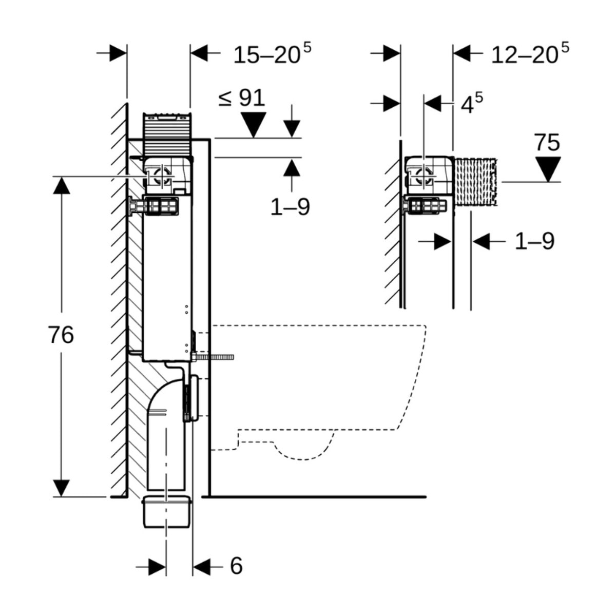 Kombifix Élément de montage pour WC suspendus, avec réservoir de chasse encastré Omega  (110.000.00.1)