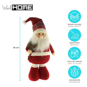 Figura decorativa de santa de pie con diseño vichy rojo h.46cm