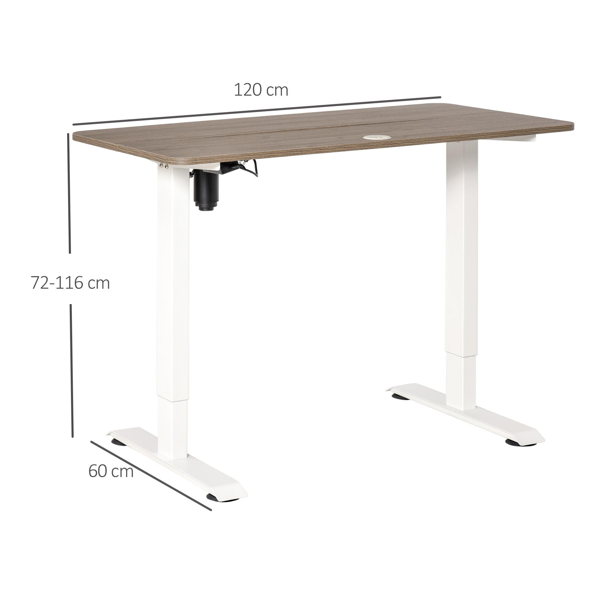 Vinsetto Escritorio Eléctrico de Pie Macro de Escritorio de Altura Ajustable con 4 Teclas de Memoria Automática Inteligente para Oficina Casa 120x60x72-116 cm Blanco