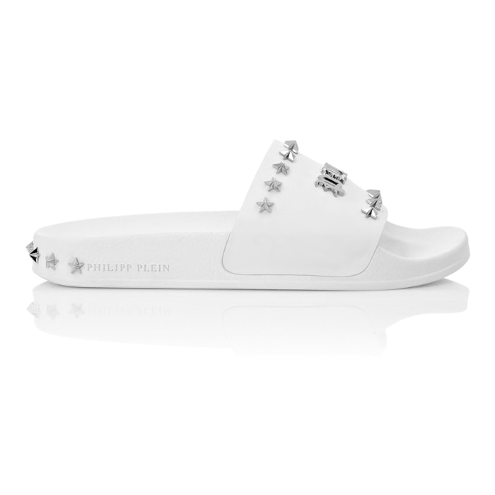 PHILIPP PLEIN Flat Gummy Sandals GOTHIC PLEIN