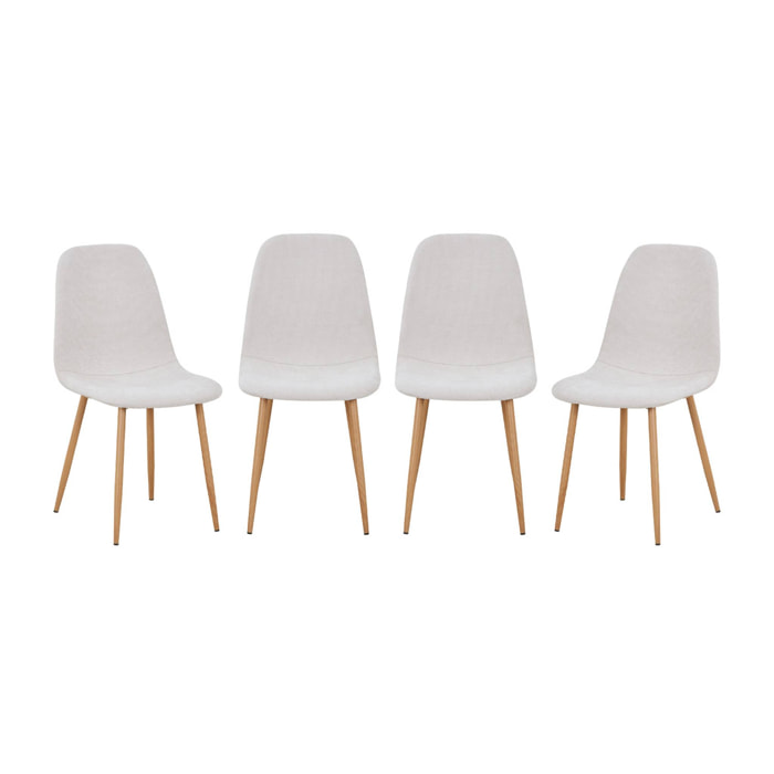 Chaise décor bois et tissu (lot de 4) VERA