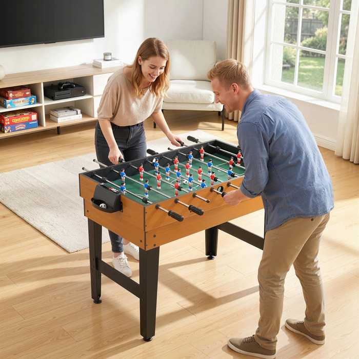 Mesa Multijuegos 4 en 1, Mesa de Juegos con Futbolines, Billar, Hockey, Ping Pong y Accesorios, Fácil Montaje, Compacta, Diversión Familiar para Adultos y Niños, 107x61x84,5 cm, Natural y Negro