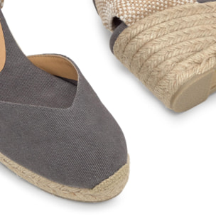 Alpargata de cuña Chiara en algodón orgánico lavado con cierre de cintas