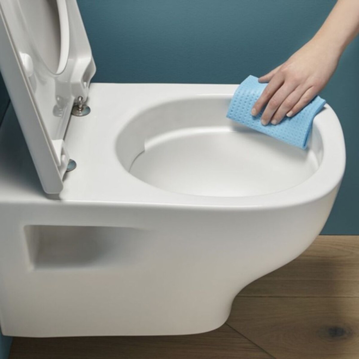 Pack WC suspendu sans bride Struktura+ bâti-support + plaque blanc + tabouret bois