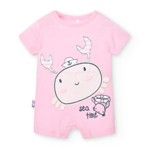 Pelele corto para recién nacido estampado de color rosa