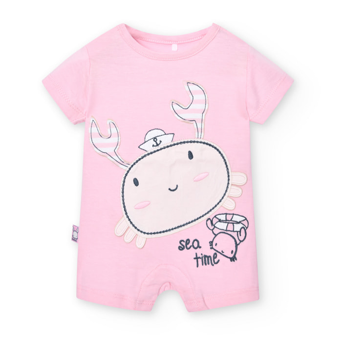 Pelele corto para recién nacido estampado de color rosa