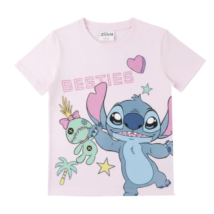 Camiseta Corta Stitch - Color Rosa