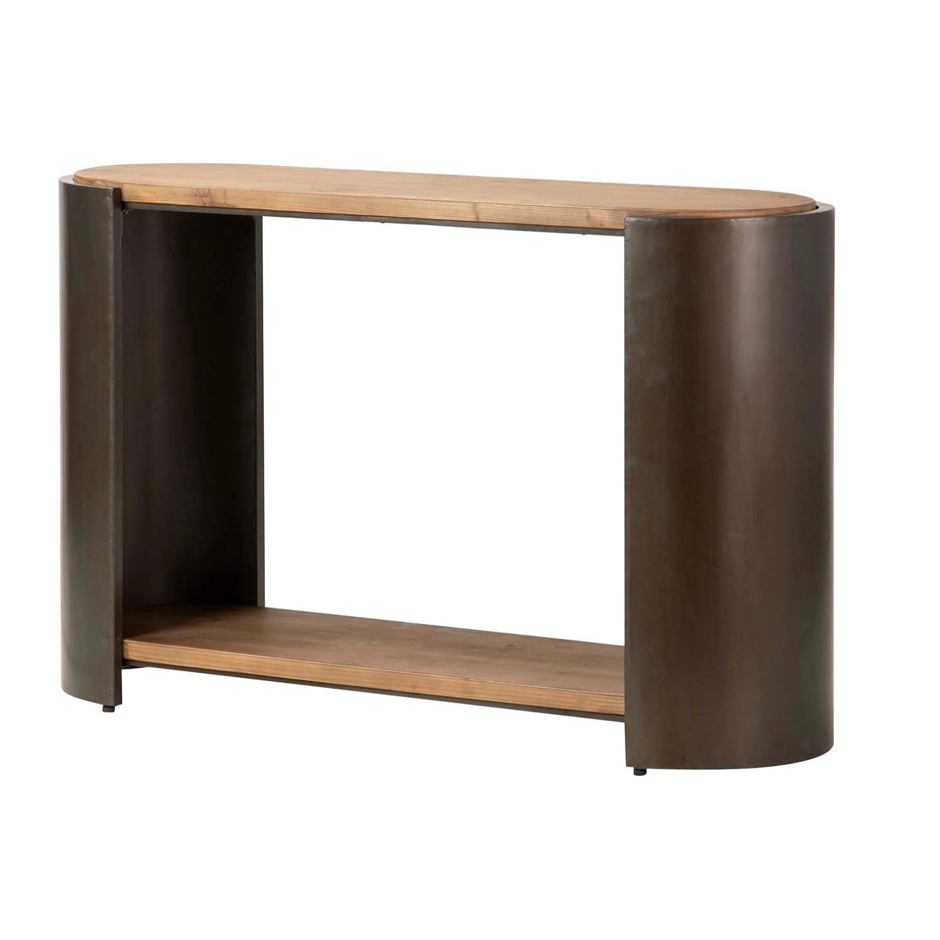 Consola Madera Metal Marron Negro 120x38x76 Cm