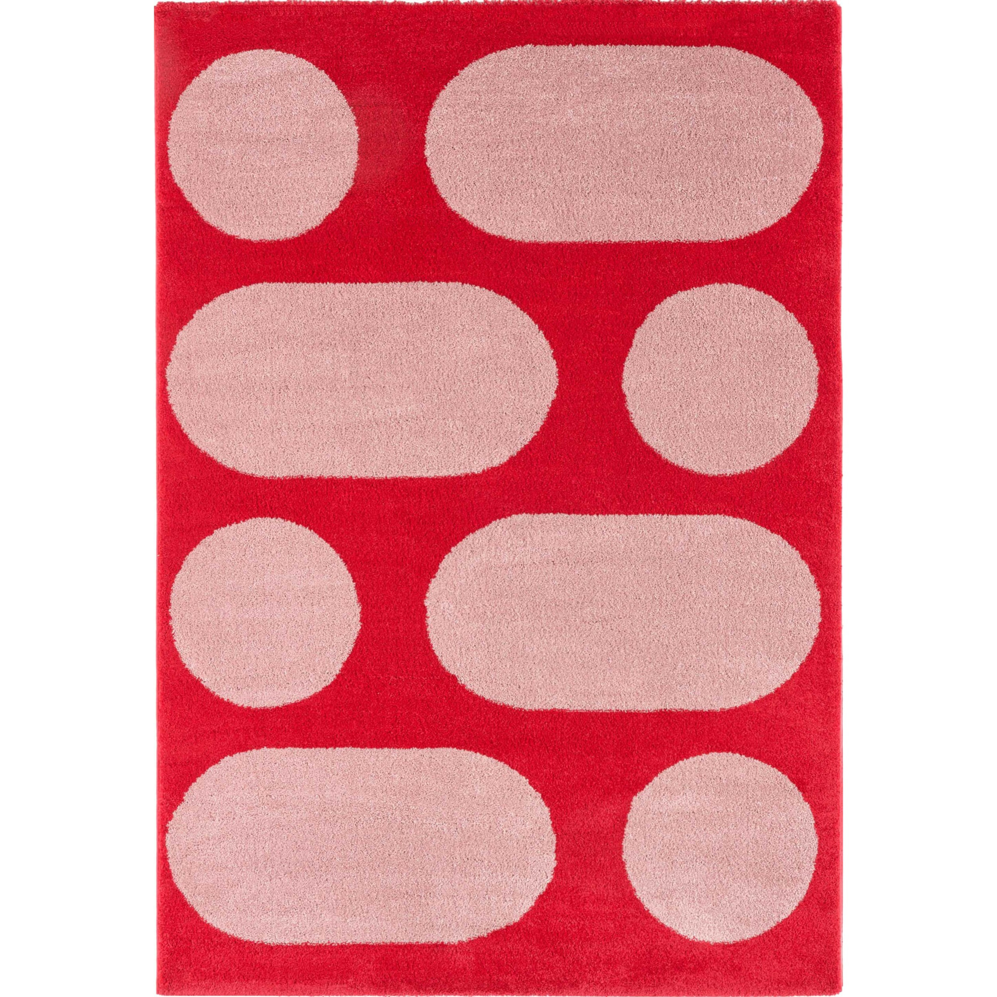 GROOVY - Tapis rétro coloré à motif géométrique - Confortable et moelleux - Rouge