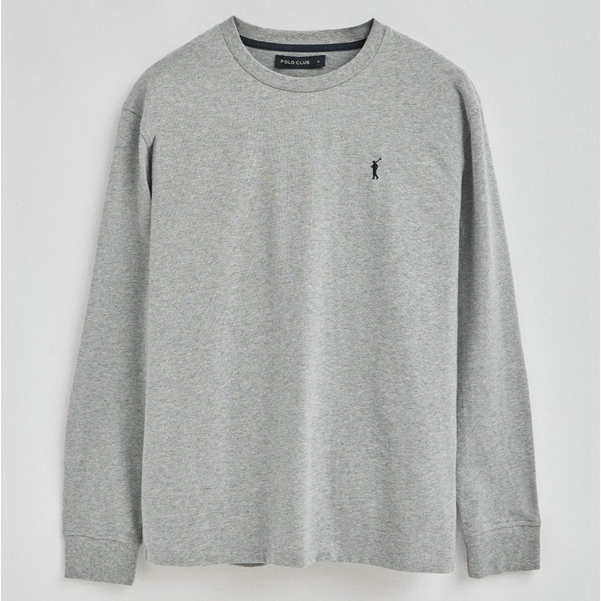 Maglietta grigio vigorè a maniche lunghe con logo ricamato Rigby Go.