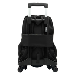 Minecraft Warriors mochila Americano con compartimento portalaptop + carro con protección lateral y stoper frontal, 4 ruedas multidireccionales.