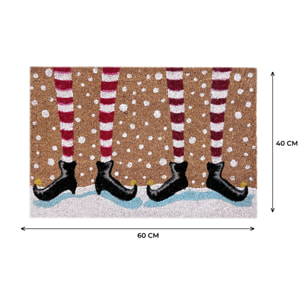 Zerbino Natalizio Ingresso Casa Antiscivolo In Cocco Gambe Elfo