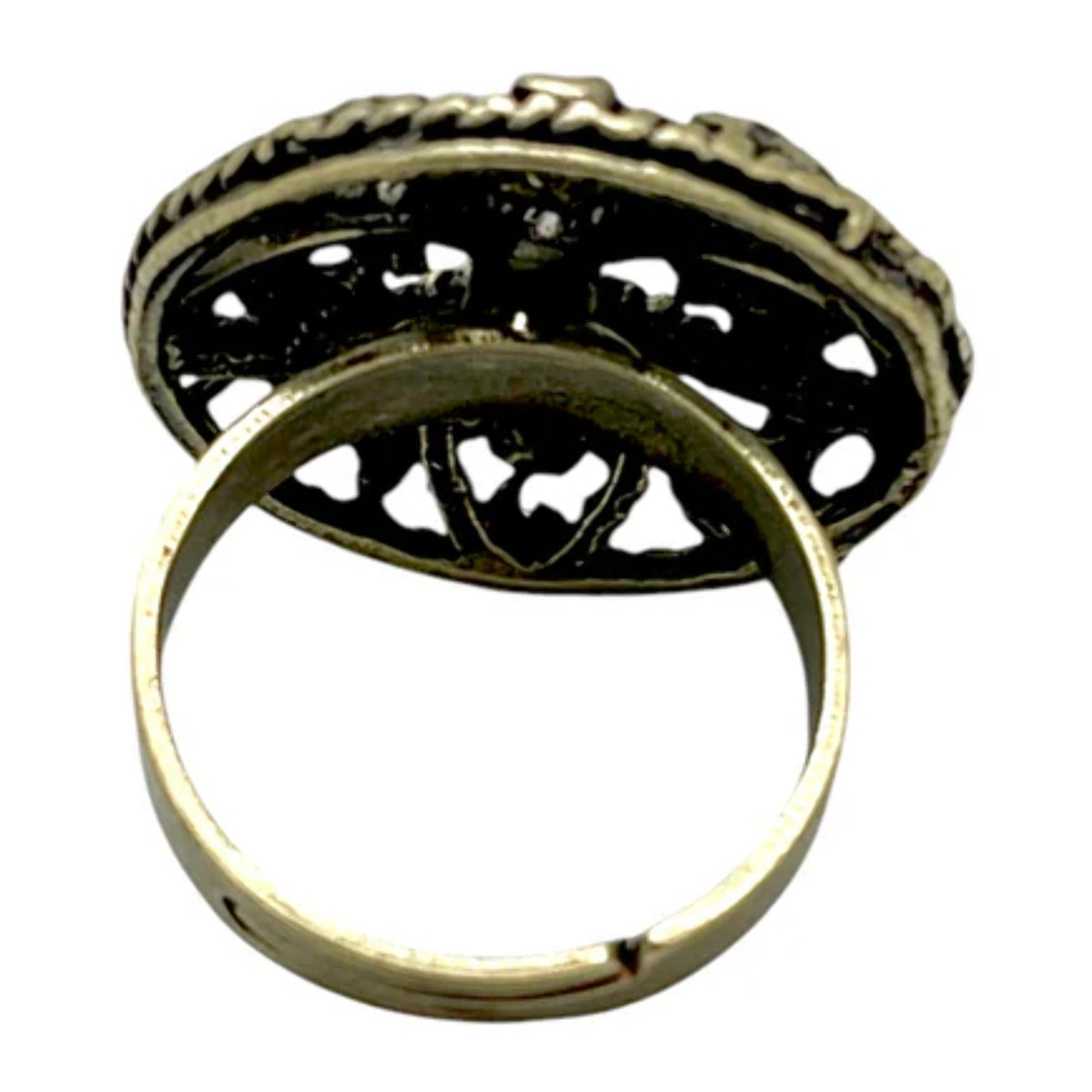 Anillo redondo Vintage con cristal Sw azul vitro en dorado