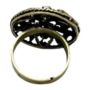 Anillo redondo Vintage con cristal Sw azul vitro en dorado