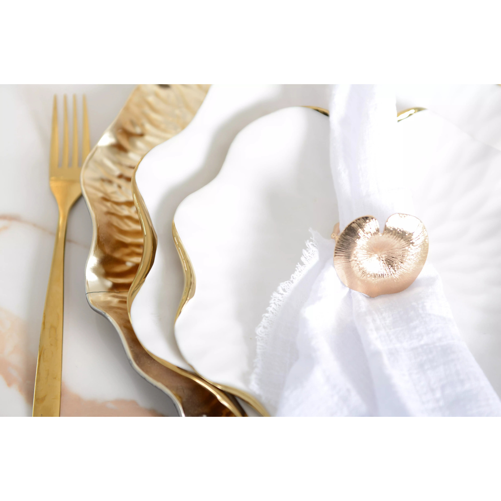 Lot de 6 Dessous d'assiette nénuphar doré