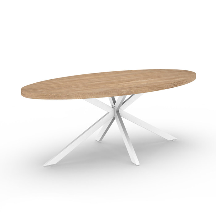 Table repas ovale pieds spider - Bois - Blanc