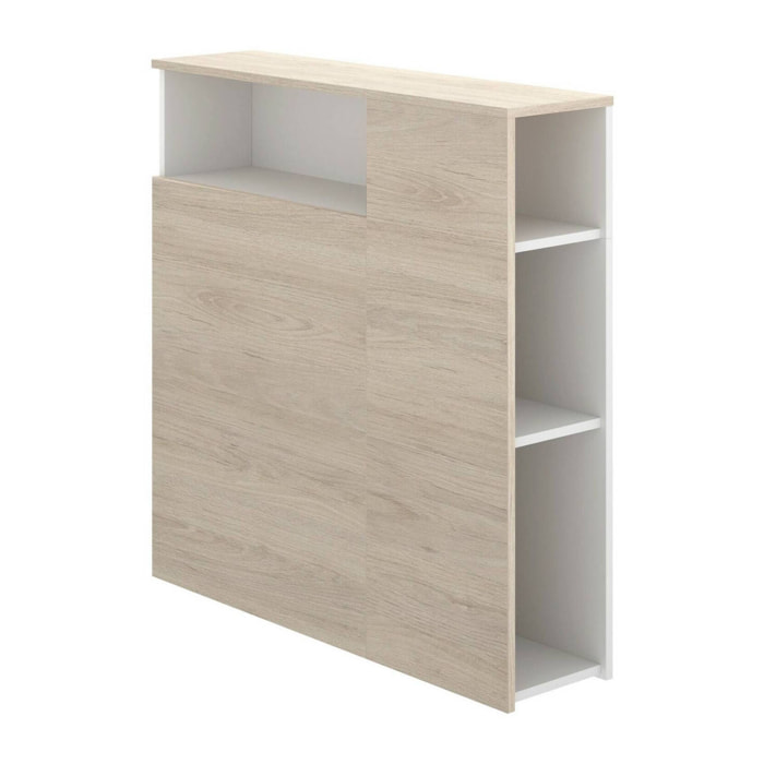 Testiera letto Haitang, Spalliera, Testata per camera da letto, Poggiatesta, 23x99 h96 cm, Bianco e Rovere
