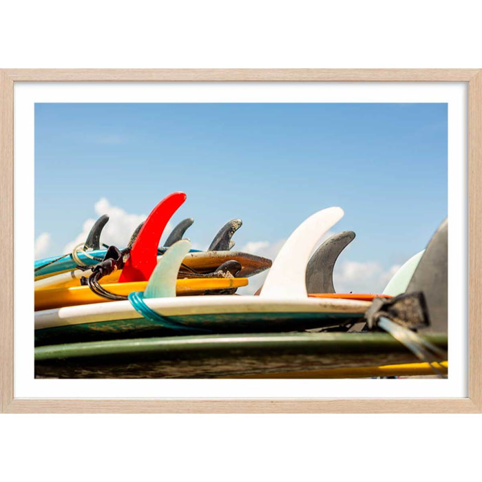Affiche surf et derives Affiche + cadre en bois - Chêne