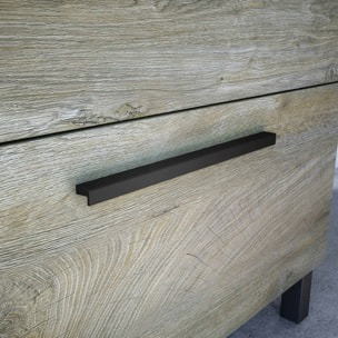 Mobile sottolavabo Almenia, Mobiletto per bagno, Armadio a 2 ante con specchio, lavabo non incluso, 50x40h80 cm, Rovere