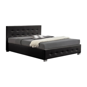 Stucture de lit avec coffre de rangement 140 x 190 cm noir BILBAO