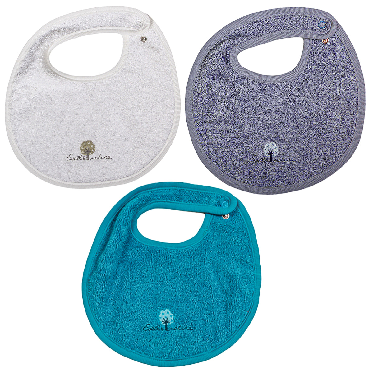 Lot de 3 Bavoirs Eponge Coton bio