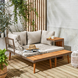 Salon de jardin modulable aluminium et bois d'acacia 4 places SAO PAULO
