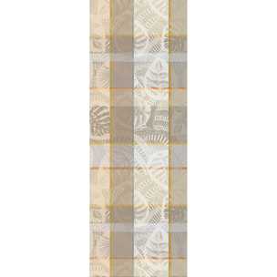 Chemin de table pur coton motif jacquard gris beige Mille tropiques coco