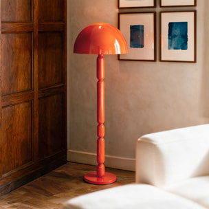 Lampadaire en bois et métal orange - Romy