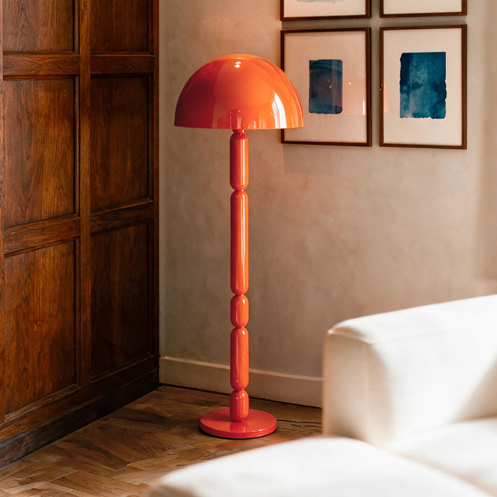 Lampadaire en bois et métal orange - Romy