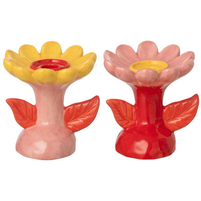 J-Line Chandelier Fleur - grès - multicolore - 2 pièces