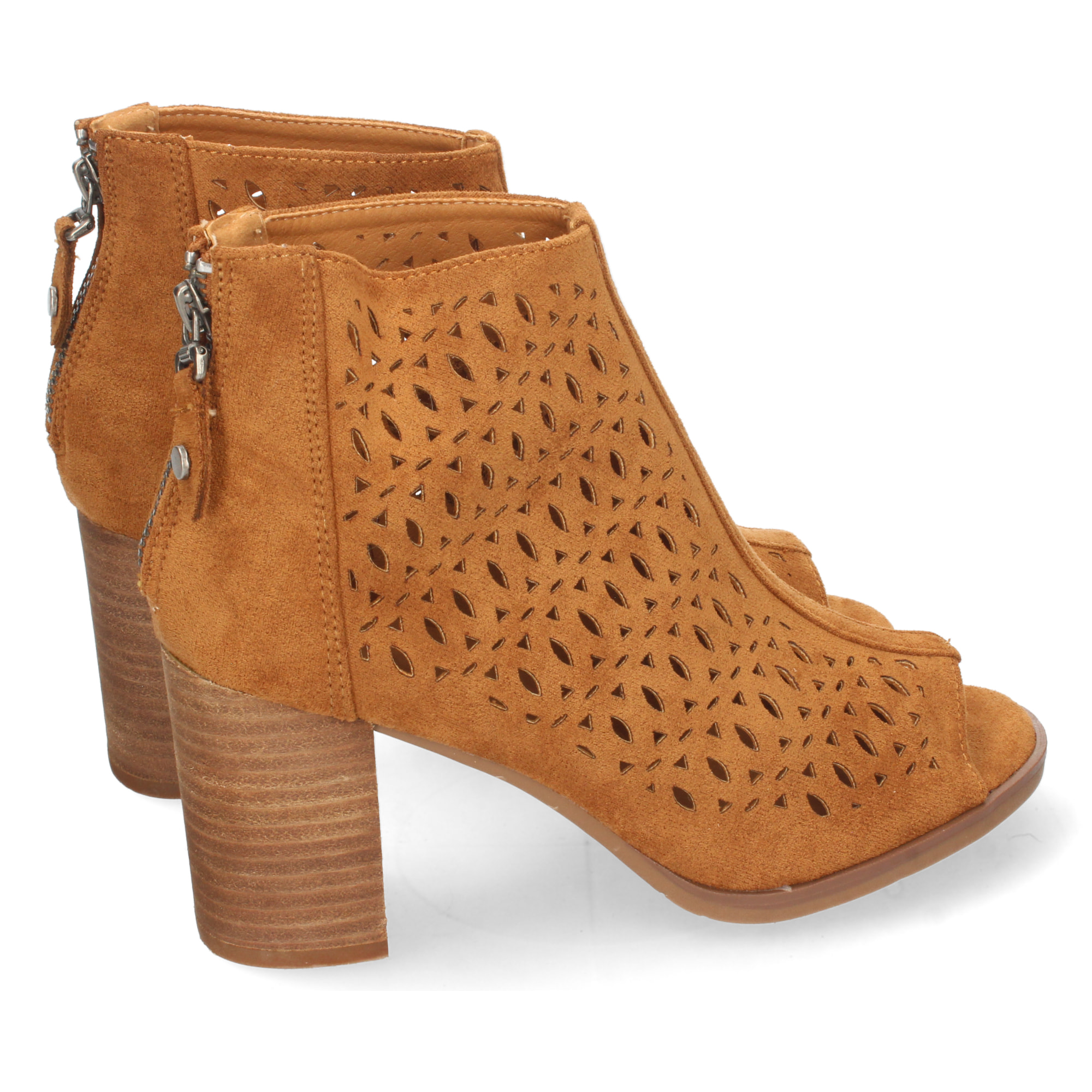 Botín de Tacón con Calados y Cremallera