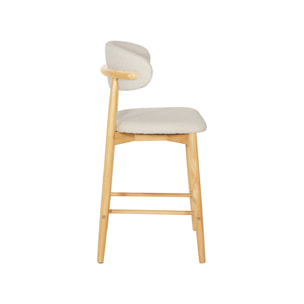 Tabouret de bar bois d'hévéa et tissu bouclette (lot de 2)  PAOLA