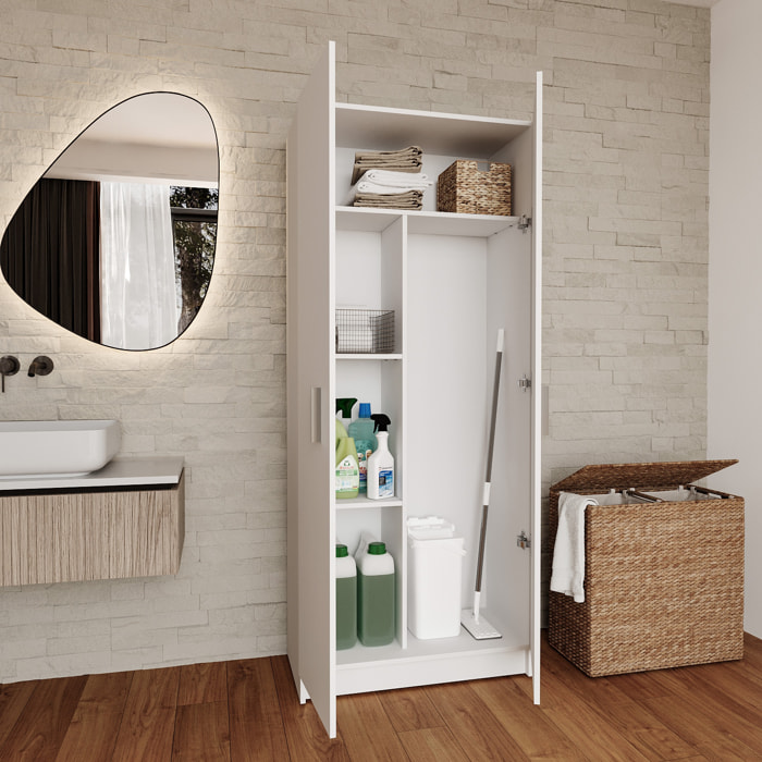 Armadio Armadietto Multiuso A Colonna Paige con 2 Ante e 5 Ripiani Ingresso Camera da Letto 73 x 180 x 37 cm Colore Bianco