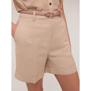 Motivi - Pantalones cortos de lino y viscosa - Beige