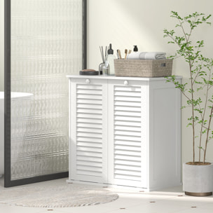 Meuble salle de bain avec paniers à linge basculants - 2 portes persiennes - blanc