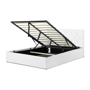 Lit coffre Hanna 140x190cm simili cuir blanc