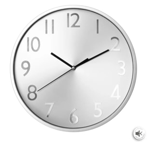 Horloge - verre et métal - argent D30 cm